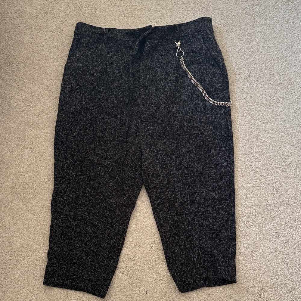 Chapter Black Chain-Accent ankle length drop crotch Pants